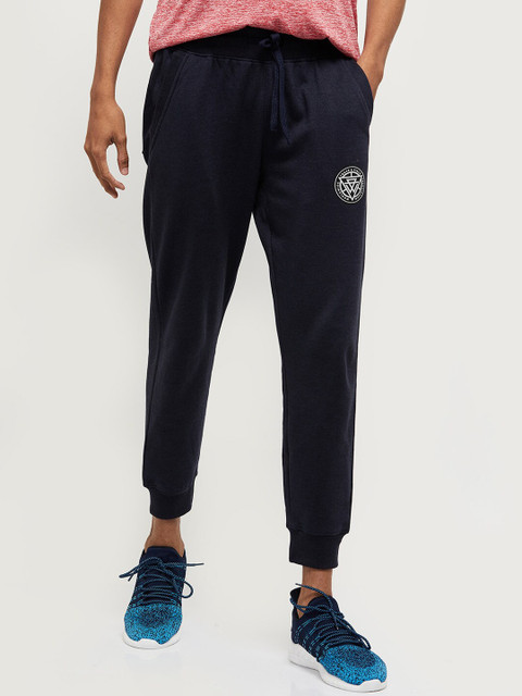 

max Men Navy Blue Solid Slim-Fit Joggers