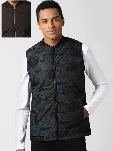 

Peter England Casuals Men Maroon & Brown Camouflage Reversible Quilted Jacket