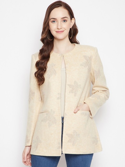 

Crimsoune Club Women Beige Printed Regular Fit Casual Blazer