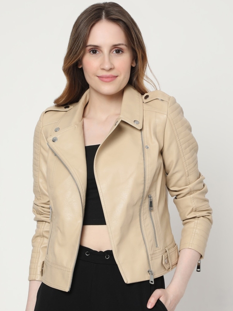 

Vero Moda Women Safari Beige Biker Jacket