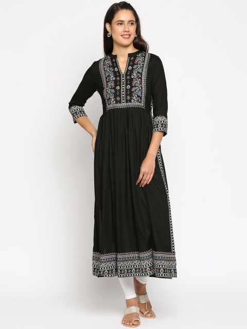 

INDYES Women Black Ethnic Motifs Printed Kurta