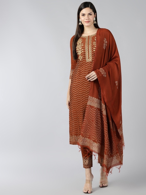 

Bani Women Brown Ethnic Motifs Regular Kurta with Trousers & Dupatta