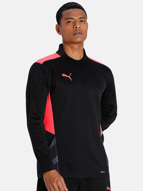 

Puma Men Black & Coral High Neck Training T-shirt