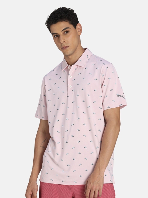 

Puma Men Pink & Blue Printed Polo Collar T-shirt