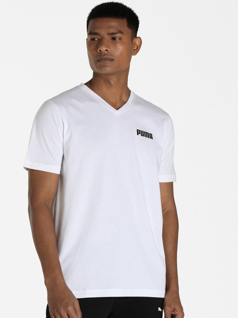 

Puma Men White Solid V-Neck T-shirt