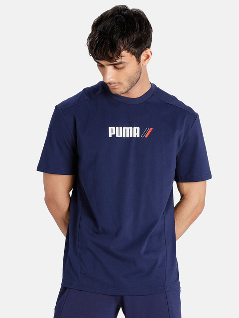 

Puma Men Navy Blue & White Printed T-shirt