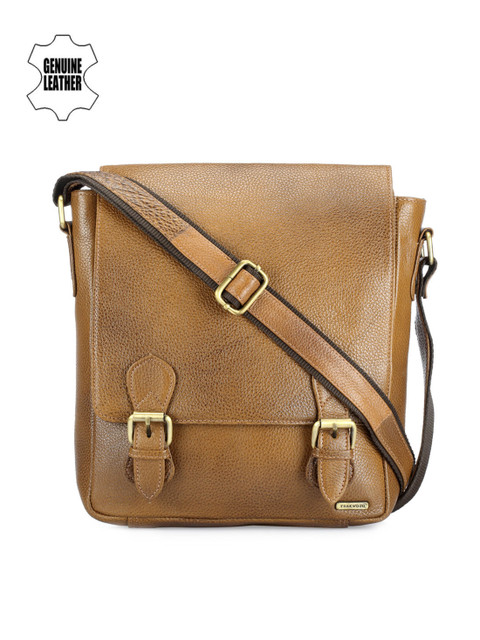 

Teakwood Leathers Men Tan Brown Genuine Leather Messenger Bag