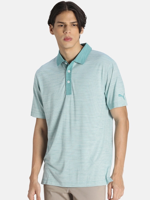 

Puma Men Teal & White Polo Collar T-shirt