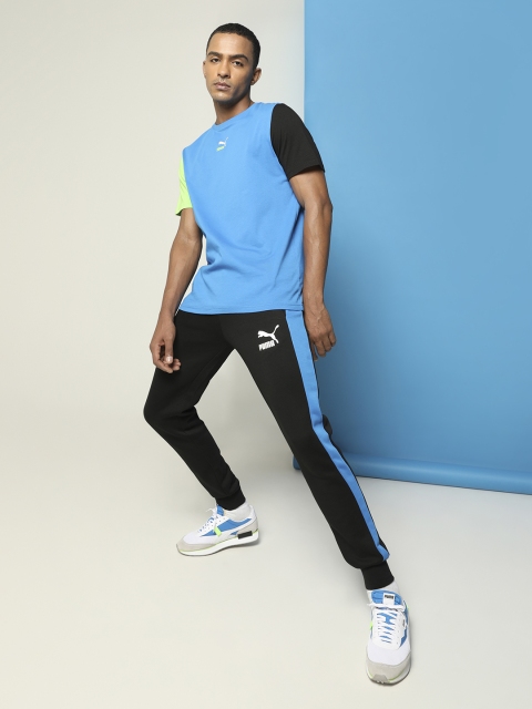 

Puma Men Blue & Green Colourblocked T-shirt