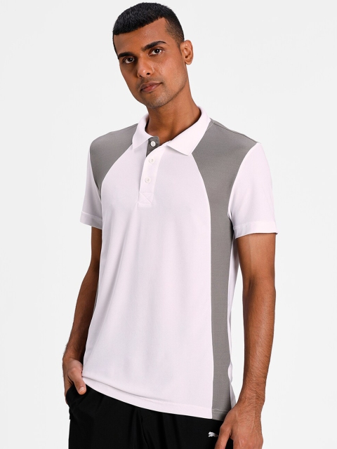 

Puma Men Pink & Grey Colourblocked Polo Collar T-shirt
