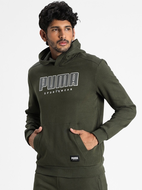 

Puma Men Olive Green Hooded Sweatshirt