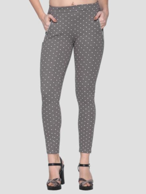 

armure Women Grey & White Polka Dot Slim Fit Jeggings