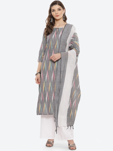 

Luni Women Grey Printed Regular Pure Cotton Kurta with Palazzos & With Dupatta