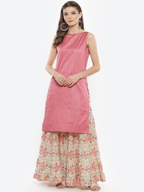

Luni Women Pink Striped Straight Kurta