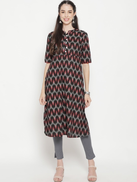 

Luni Women Black & Brown Geometric Printed Kurta
