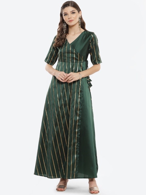 

Luni Green & Gold-Toned Ethnic Maxi Dress