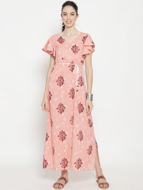 

Luni Peach-Coloured Floral Maxi Dress