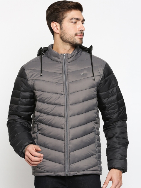 

Zeel Men Grey Colourblocked Longline Puffer Jacket