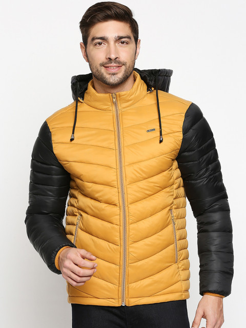 

Zeel Men Mustard Yellow & Black Solid Puffer Jacket