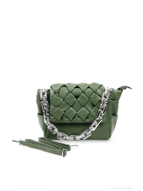 

ODETTE Green Leather Structured Shoulder Bag