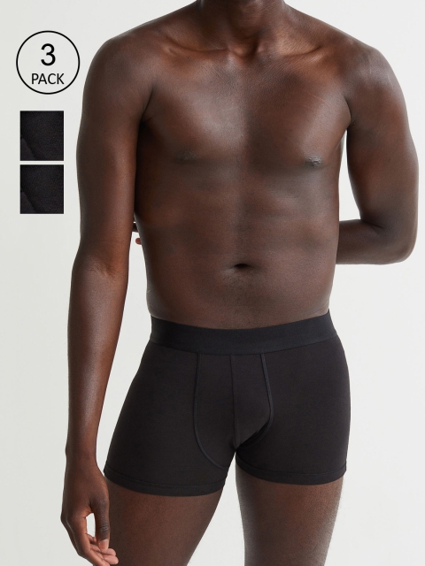 

H&M Men Black Solid 3-Pack Short Trunks
