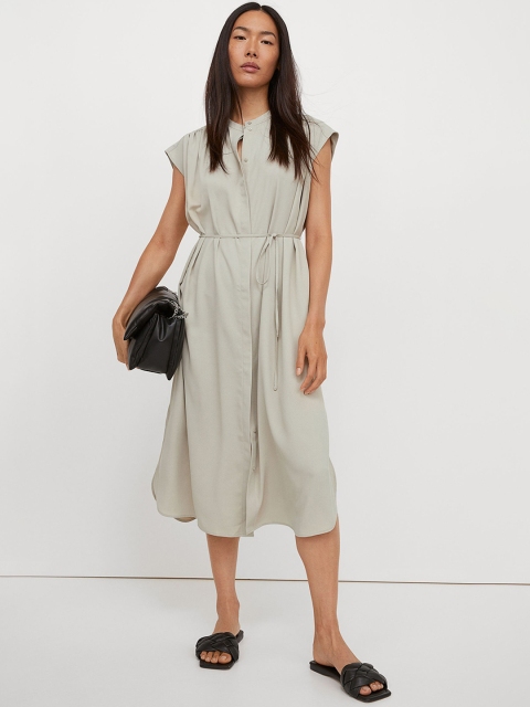 

H&M Women Green Tie-Belt Shirt Dress