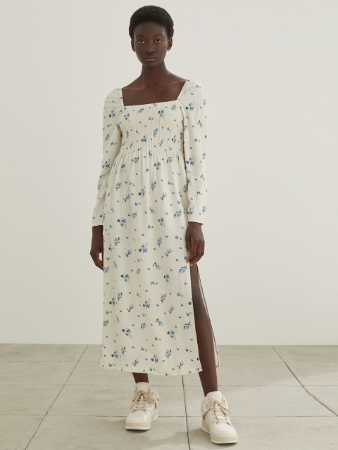 

H&M Women White Long Smocked Dress