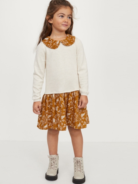 

H&M Girls Beige Cotton Collared Dress