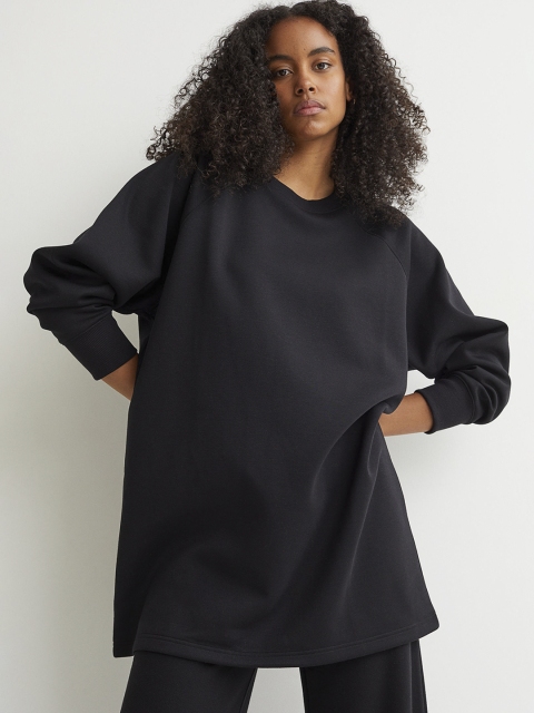 

H&M Women Black Sweatshirt Dress