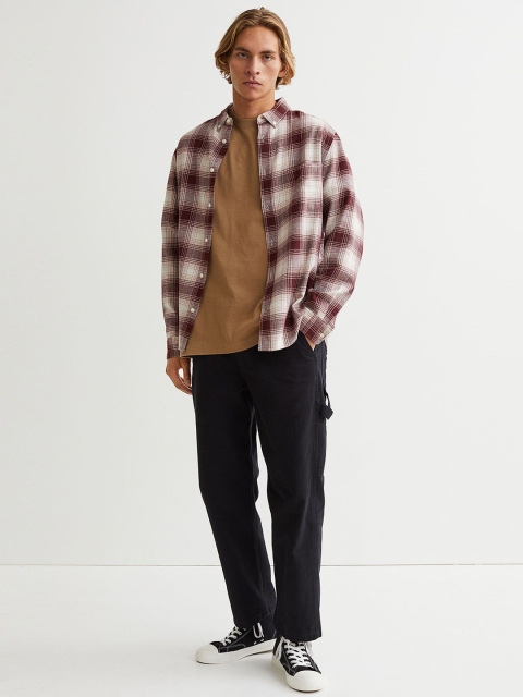 

H&M Men Red & White Pure Cotton Regular Fit Flannel Shirt