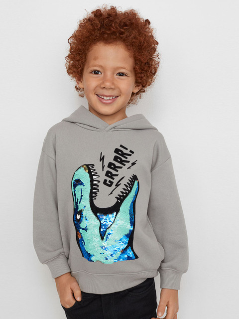 

H&M Boys Grey Sequin-Motif Hoodie