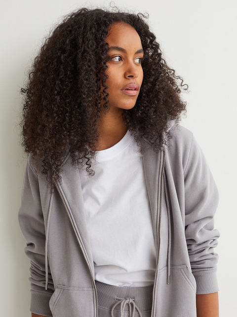 

H&M Women Grey Hooded Jacket