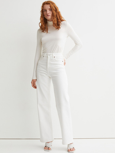

H&M Women White Polo-Neck Top