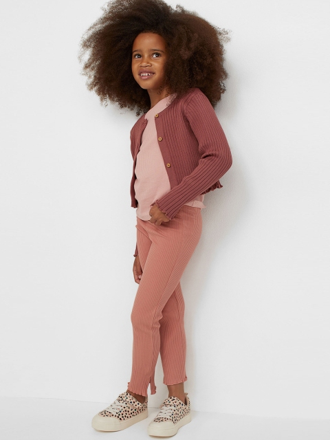 

H&M Girls Red Ribbed Trousers
