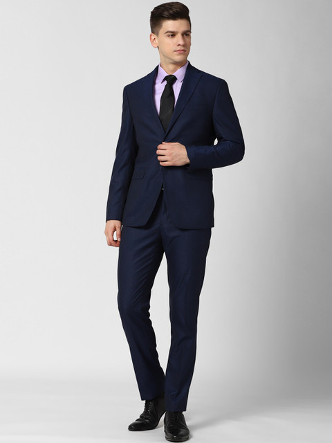 

Peter England Elite Men Navy Blue Self Design Slim-Fit Single-Breasted 2 Piece Formal Suit