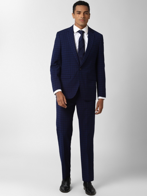 

Peter England Elite Men Navy Blue Checked Slim-Fit 2 Piece Formal Suit