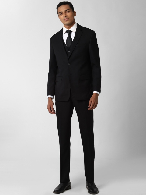 

Peter England Elite Men Black Solid Single-Breasted 3 Piece Formal Suit