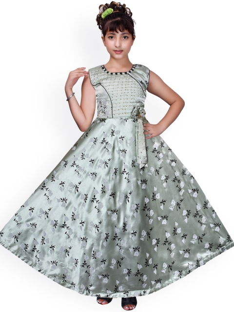 

SKY HEIGHTS Green Floral Satin Maxi Dress