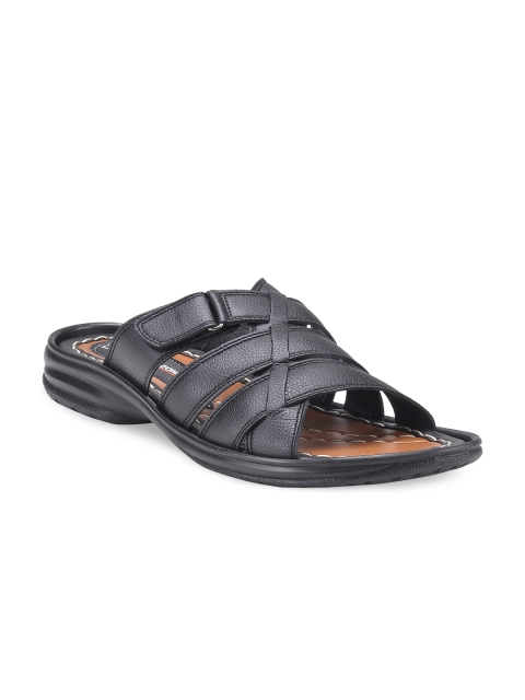 

Franco Leone Men Black Leather Sandals