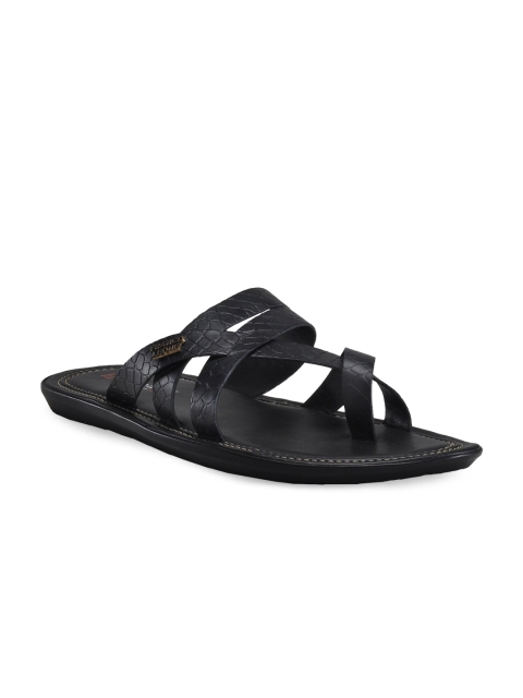 

Franco Leone Men Black Leather Sandals