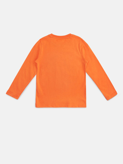 

Pantaloons Junior Boys Orange Typography Printed Pure Cotton T-shirt