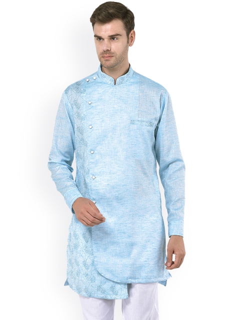 

SG LEMAN Men Turquoise Blue Ethnic Motifs Kurta