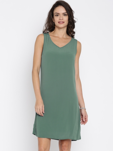 

Vero Moda Women Green Solid Shift Dress