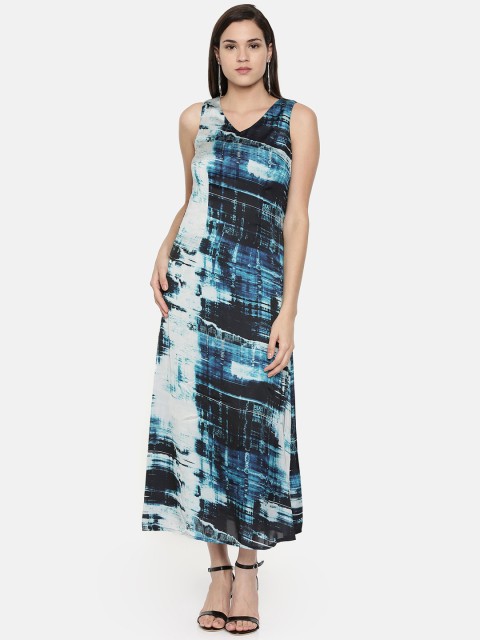 

Vero Moda Women Blue & White Printed Maxi Dress