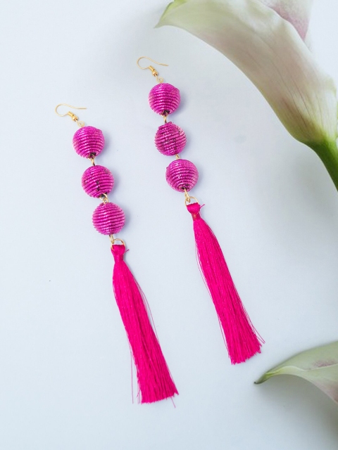 

Golden Peacock Pink Contemporary Drop Earrings