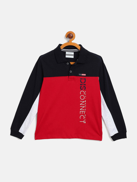 

Octave Boys Red Colourblocked Polo Collar T-shirt