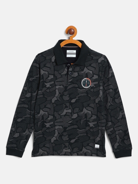 

Octave Boys Black Printed Polo Collar Applique T-shirt