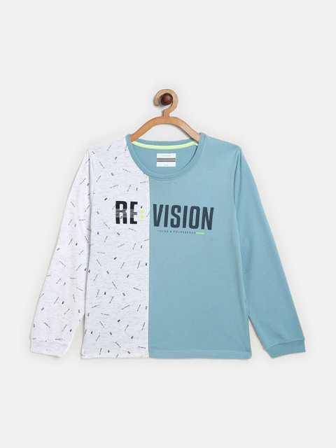 

Octave Boys Blue Typography Printed Applique T-shirt