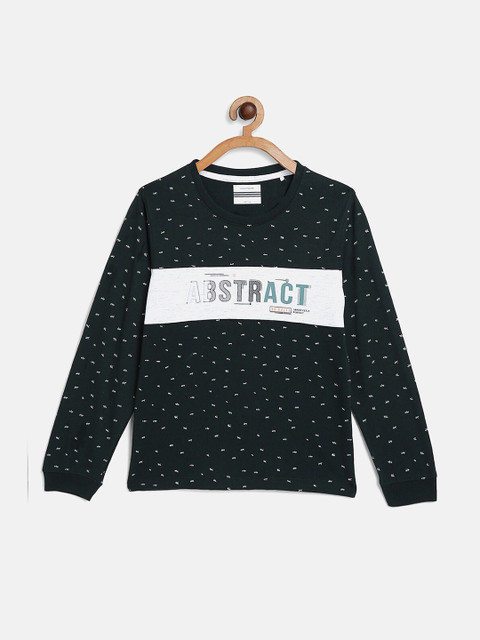 

Octave Boys Green & White Typography Printed T-shirt
