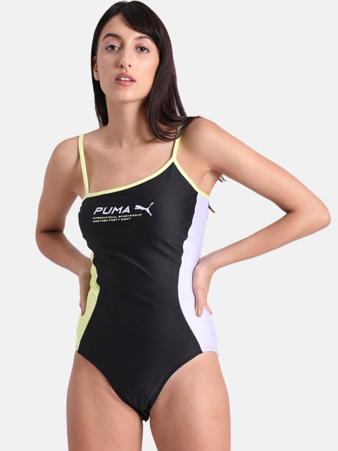 

Puma Women Black & White Colourblocked Bodysuit